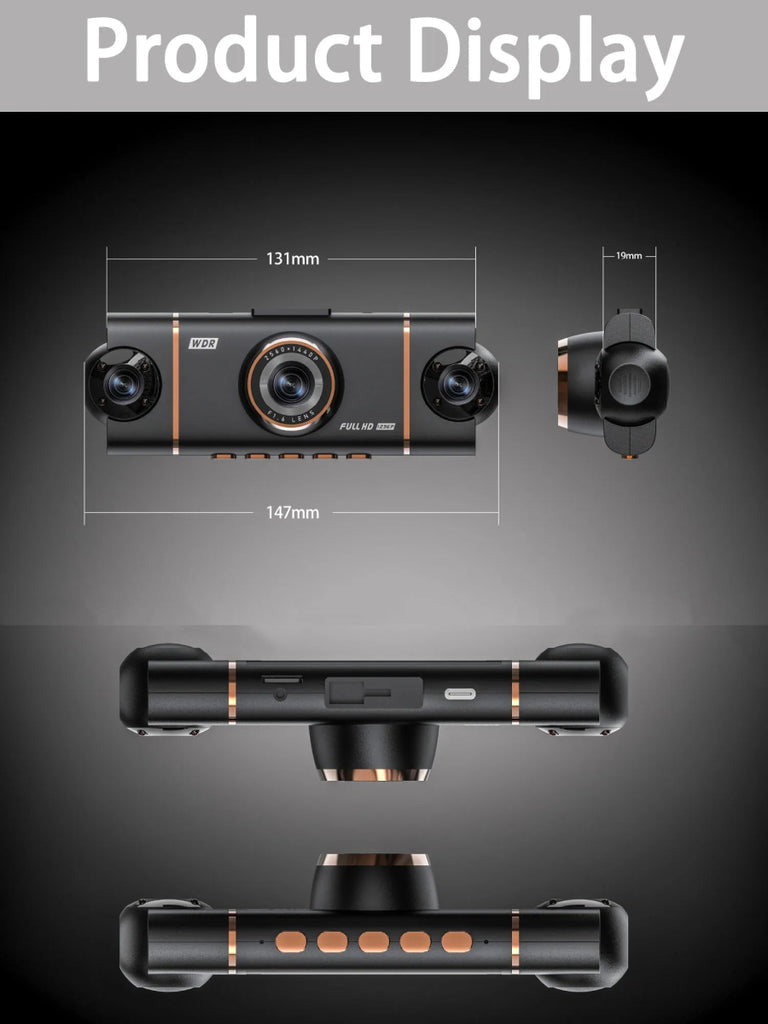 4 - Kanal Auto Dashcam 1080P - Komplett - Set mit Rückkamera, WLAN + Hardwire Kit + 128GB SD - Karte - CarWorlds GmbH