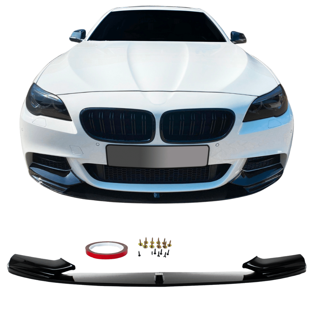 Front Spoiler Lip Bumper Performance Look Black Glossy Suitable for F10 F11 with ABE Suitable for BMW 5 Series F10 Limo 01/10-06/13 + F11 Touring 04/10-