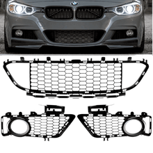 Load image into Gallery viewer, Bumper Grille SET 3-piece Black Gloss Shadow Line fits for BMW F30 F31 M-Package /Performance 11-19