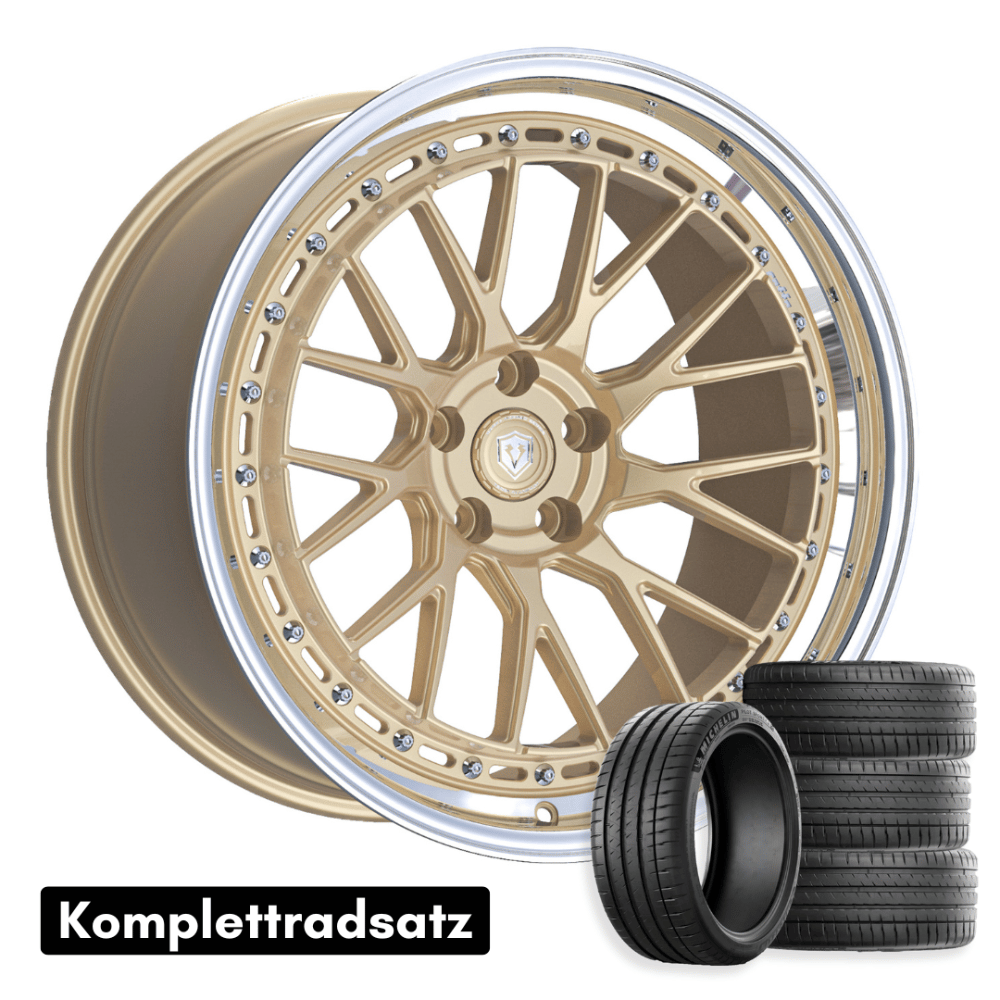Komplettradsatz Raffa Wheels RFS-04 | Forged Series | Champagner Polished Lip 10,5x20 & 11,5x21 | BMW M2 G87
