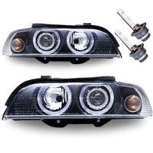 Load image into Gallery viewer, Angel Eyes Xenon Headlights Black Set fits for BMW E39 +2x Osram D2S 00-03