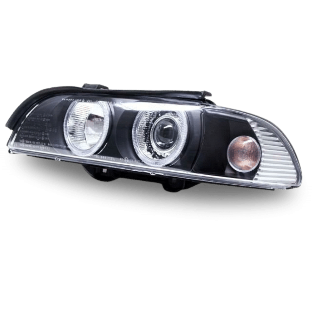 Angel Eyes Xenon Headlights Black Set fits for BMW E39 +2x Osram D2S 00-03