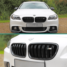 Load image into Gallery viewer, SET Radiator Grille Black Gloss Double Bar + Emblem Holder suitable for BMW 5 Series F10 F11 also M M5