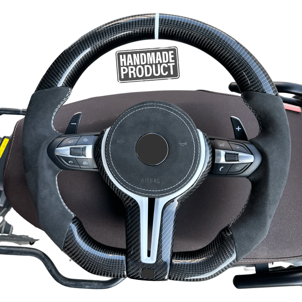 Alcantara Carbon Sportlenkrad mit weißer Zierleiste für BMW F - Serie - CarWorlds GmbH