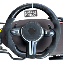 Load image into Gallery viewer, Alcantara Carbon Sportlenkrad mit weißer Zierleiste für BMW F - Serie - CarWorlds GmbH
