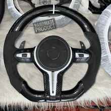 Load image into Gallery viewer, Alcantara Carbon Sportlenkrad mit weißer Zierleiste für BMW F - Serie - CarWorlds GmbH