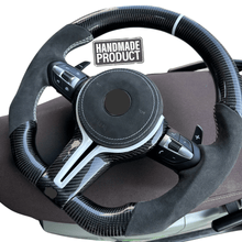 Load image into Gallery viewer, Alcantara Carbon Sportlenkrad mit weißer Zierleiste für BMW F - Serie - CarWorlds GmbH