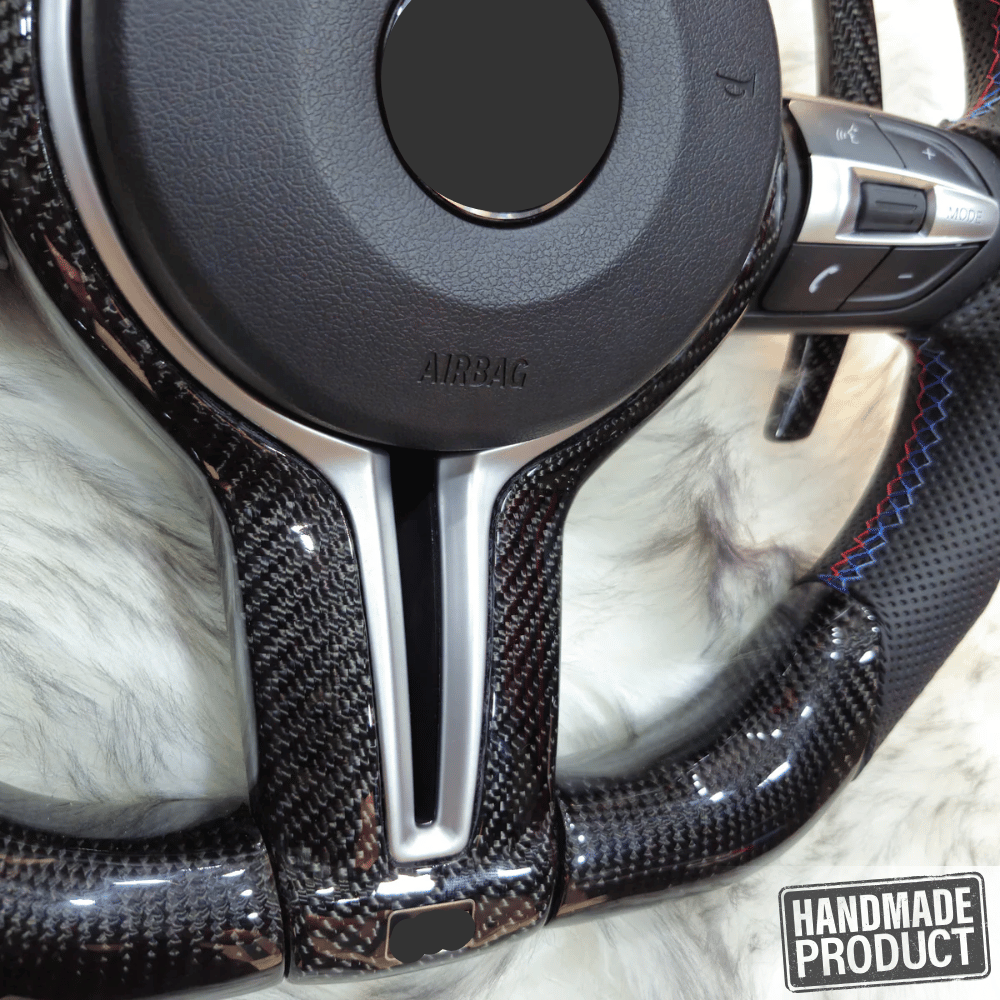 Carbon Fiber Sportlenkrad mit Silber - Trim für BMW F - Serie - CarWorlds GmbH