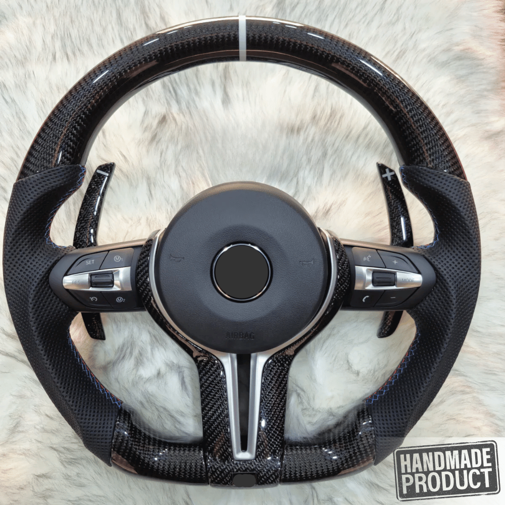 Carbon Fiber Sportlenkrad mit Silber - Trim für BMW F - Serie - CarWorlds GmbH