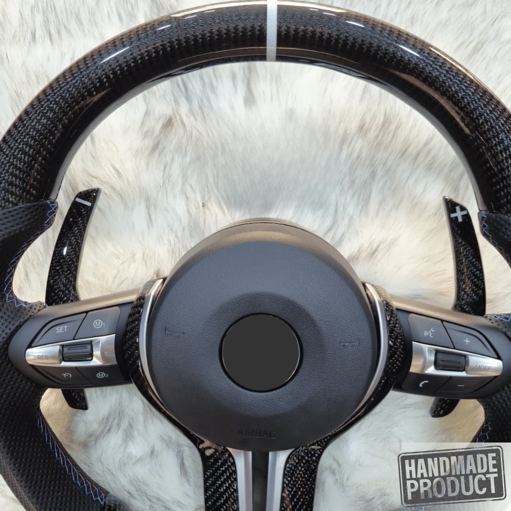 Carbon Fiber Sportlenkrad mit Silber - Trim für BMW F - Serie - CarWorlds GmbH