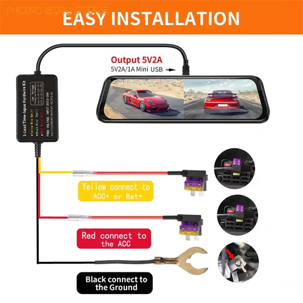 Hardwire Kit Sicherungskasten USB Typ C - Professionelle Dashcam - Installation - CarWorlds GmbH